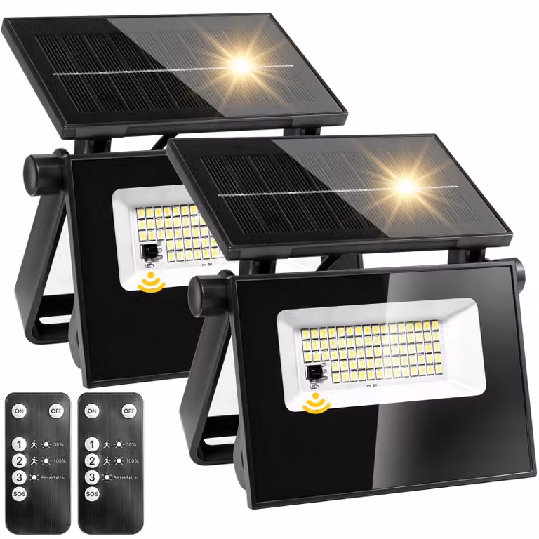 Confezione da 2 lampade solari a LED con sensore di movimento, 6500 K, grado di protezione IP65
