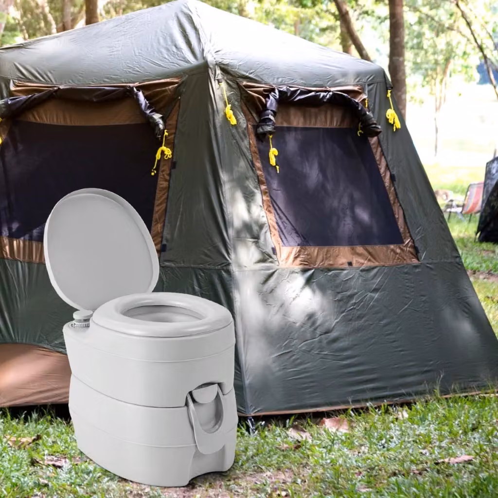 Toilette portatile da campeggio con serbatoio rifiuti da 20L e sedile antiscivolo, Grigio – 2
