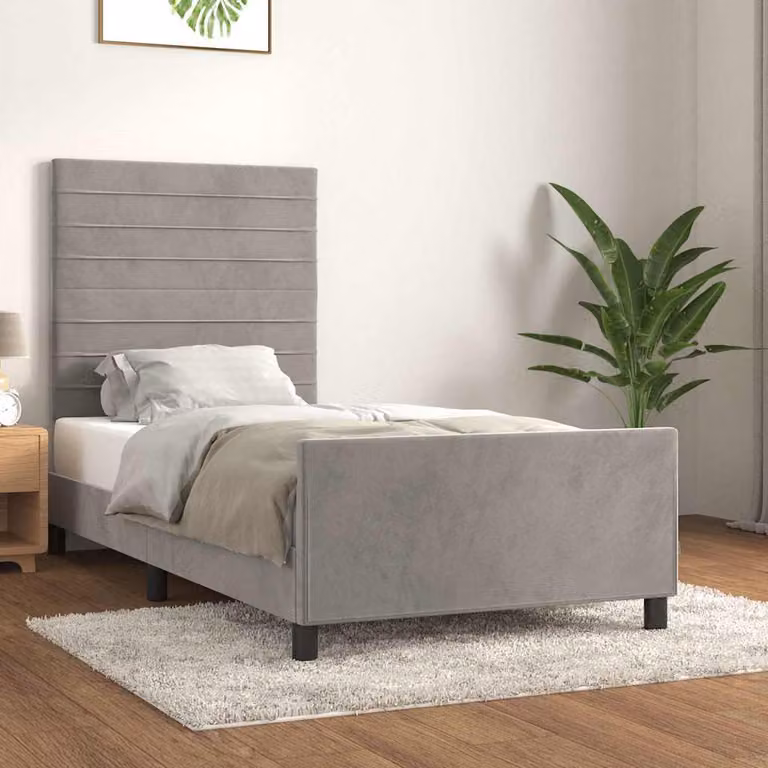 vidaXL Giroletto senza Materasso in Velluto Grigio L/P/H: 100 x 200 x 118 cm