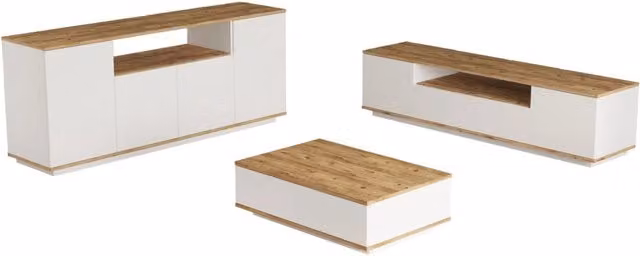 Set di mobili da salotto moderni in legno HANAH HOME Bianco L: 180 cm, P: 44 cm, H: 44 cm – 1