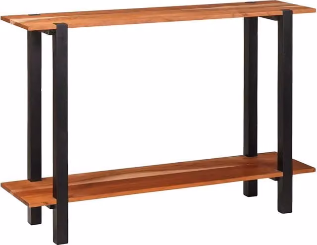 Tavolo Consolle d'Ingresso in Legno di Acacia e Metallo Stile Rustico Marrone e Nero L: 110 cm, P: 30 cm, H: 75 cm