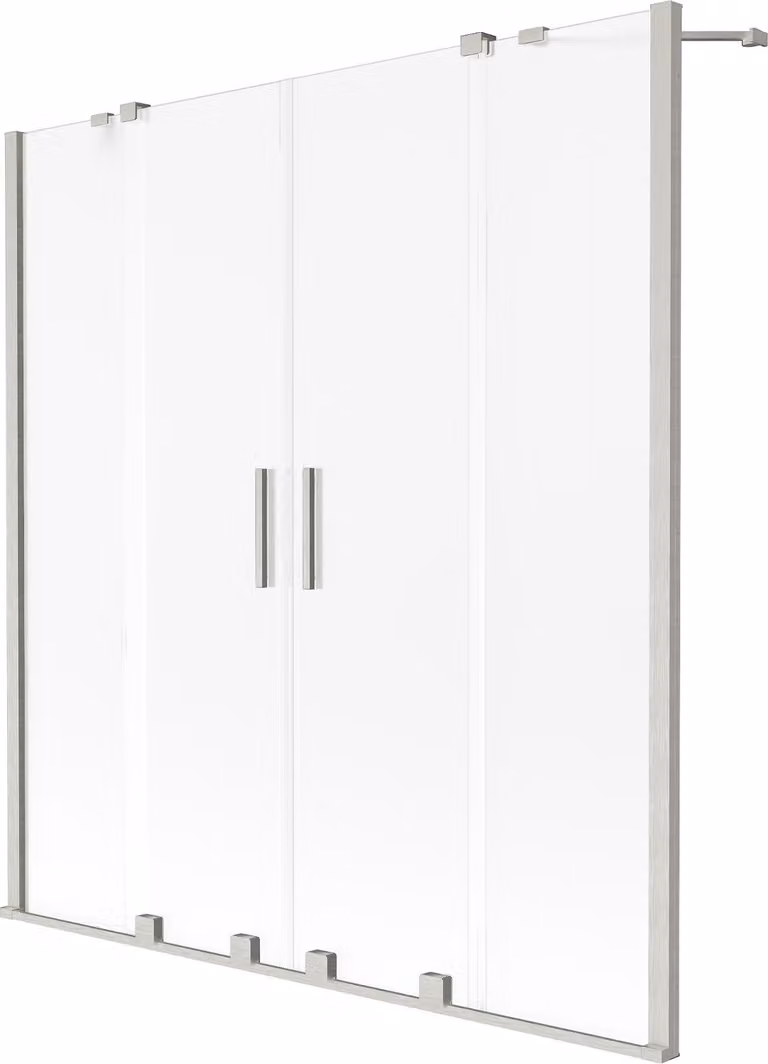 Mexen Velar Duo paratia da bagno scorrevole a 2 ante 150 x 150 cm, brina, nichel spazzolato - 896-150-000-32-97