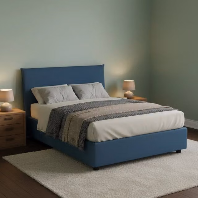 Letto Anissa Talamo Italia Piazza e Mezza Sfoderabile Blu L/P: 120 x 200 cm