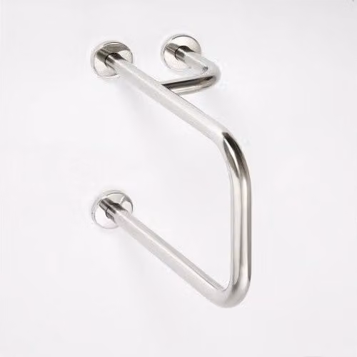 Maniglione + portasciugamani con rinforzo dritto HELP acciaio spazzolato 51,6 cm