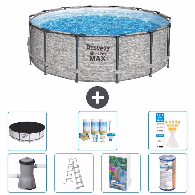 Piscina gonfiabile Bestway Steel Pro MAX, rotonda, 427x122 cm, composta da 6 parti, modello S556