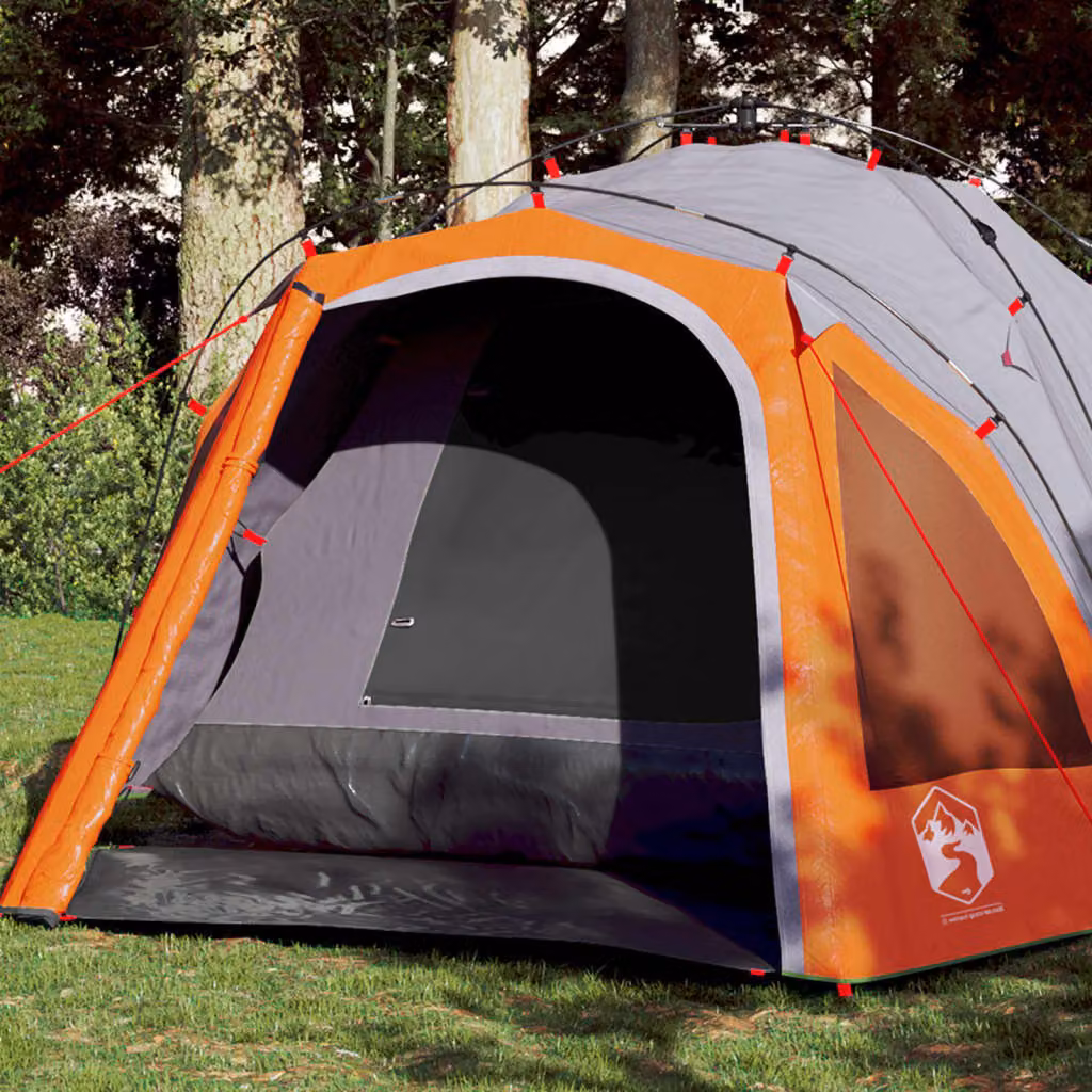 vidaXL Tenda a Cupola per 3 Persone Grigio e Arancione a Rilascio Rapido