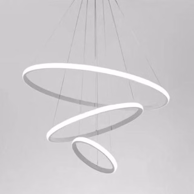 Trade Shop Lampadario Sospeso Led Moderno a 3 Cerchi Anelli Bianco Luce 6500k 100w