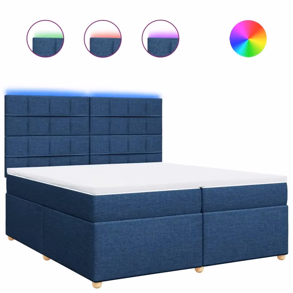 Letto Ibrido vidaXL con Materasso a Molle Insacchettate e Cassettiera, Blu e Bianco, L/P/H: 200 x 200 x 150,5 cm – 2