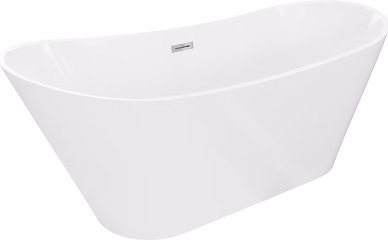 Mexen Dora vasca da bagno freestanding 150 x 75 cm, bianca, troppopieno cromato - 52071507500-01