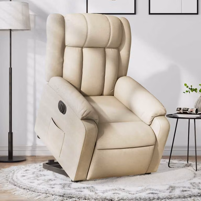 vidaXL Poltrona Alzapersona Elettrica Reclinabile in Tessuto Beige con Braccioli