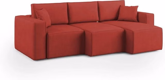 Divano 3 sedute Morfeo Divani.Store in tessuto rosso con cuscini inclusi e seduta apribile, Larghezza: 245 cm