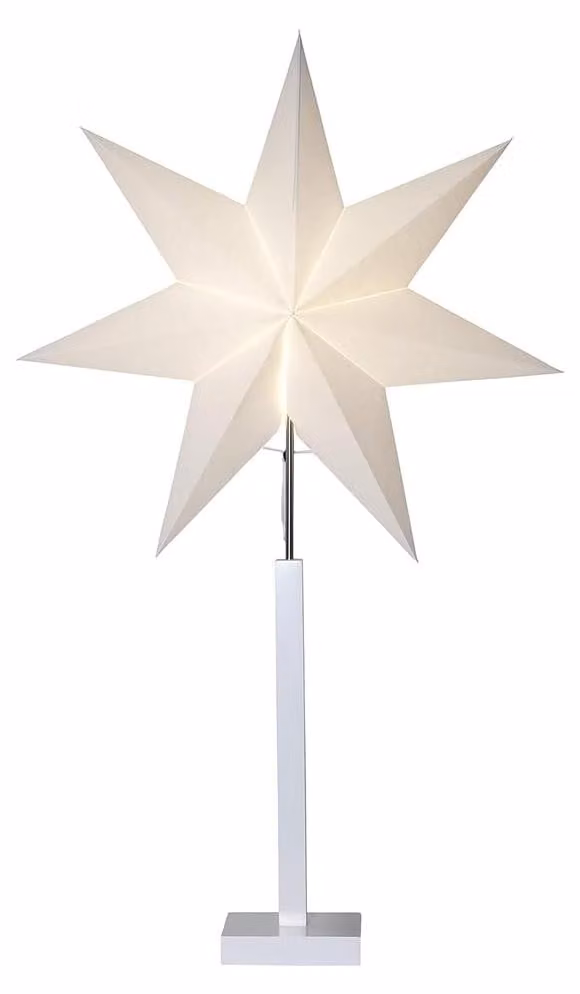 Stella di carta, 60x22x100 cm, bianca/trasparente, con interruttore a sfioramento