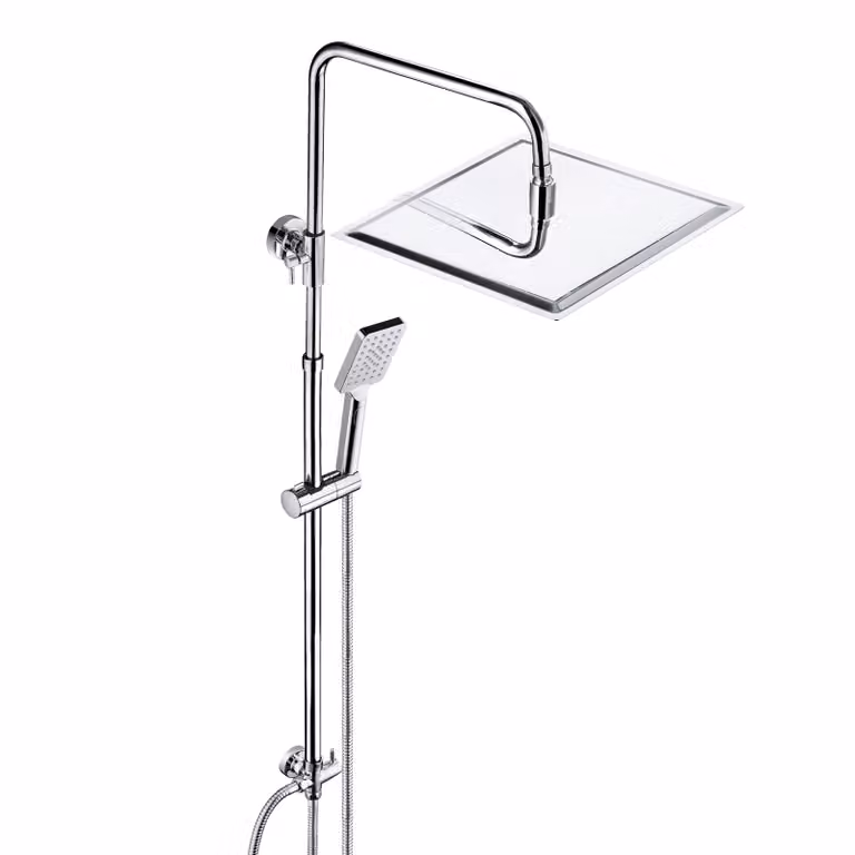 JOHO Colonna Doccia senza Miscelatore in Acciaio Inox 304 Cromato Set Doccia a Pioggia con Soffione e Doccetta a Mano 30×30cm quadrato