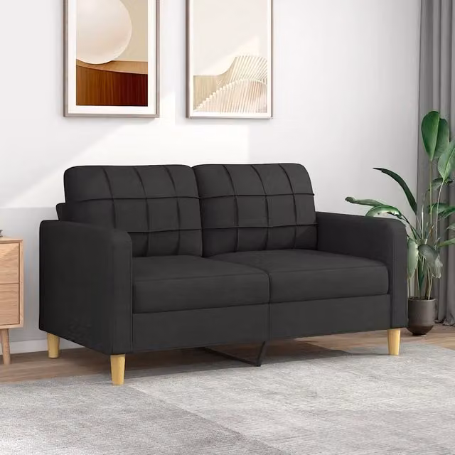 Divano a 2 Posti-Sofa 2 Posti Nero 120 cm in Tessuto 662563