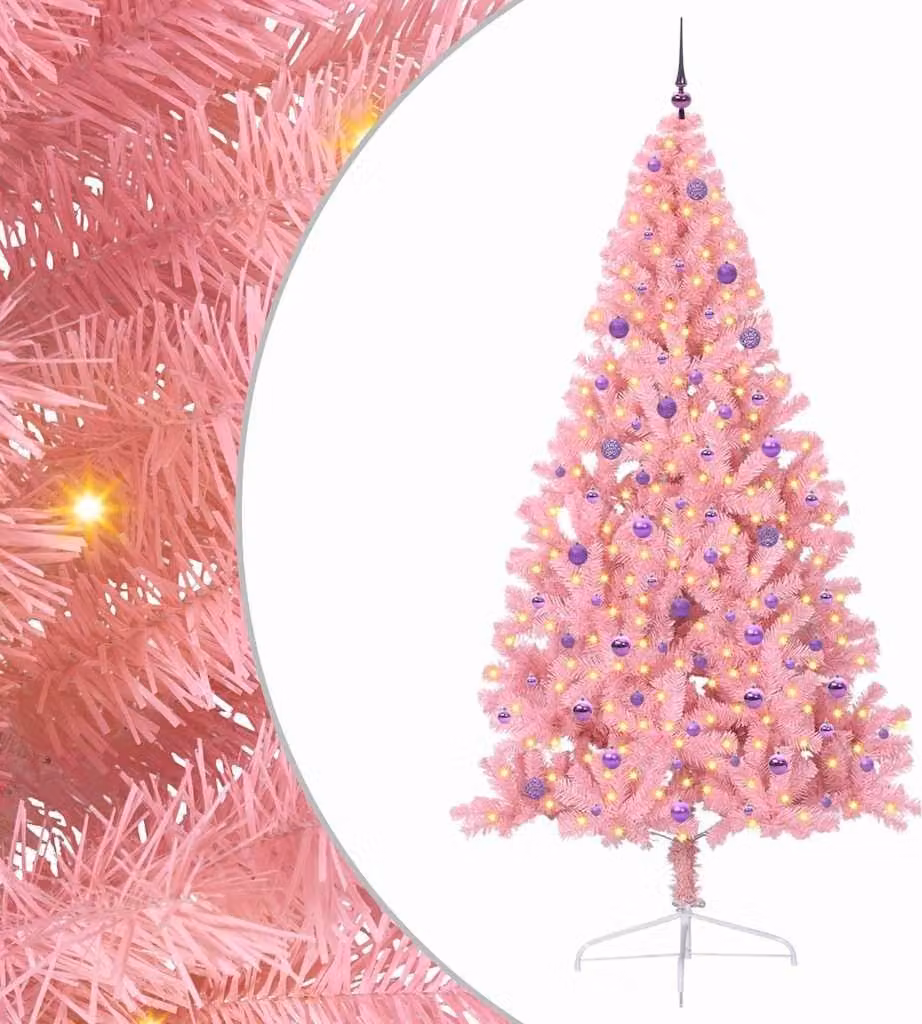 Albero di Natale artificiale con luci integrate Rosa 240 cm PVC