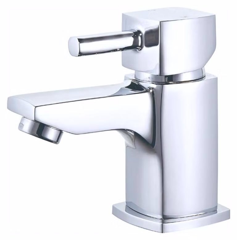 Miscelatore monocomando per lavabo, finitura cromata, corpo in ottone, cartuccia da 35 mm