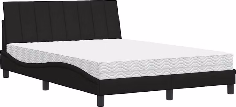 Letto con Materasso Hanko Nero 140x190 cm in Tessuto