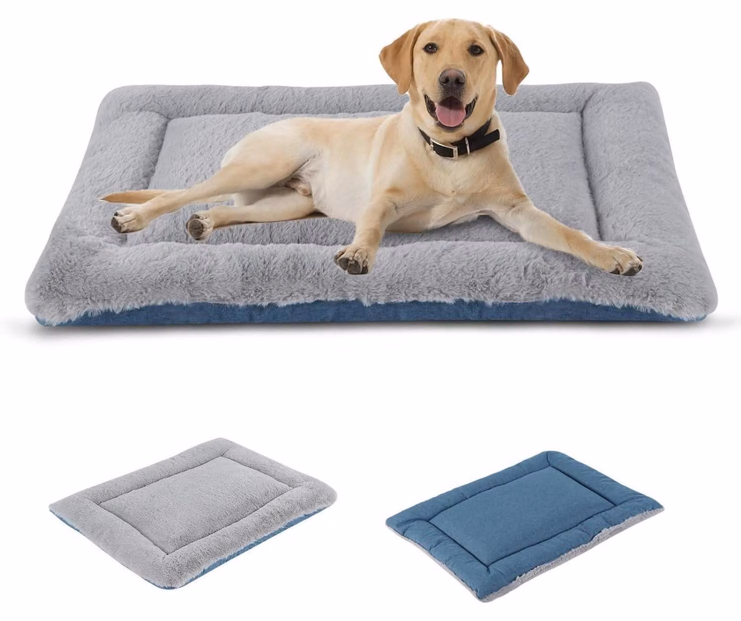 Cuccia per cani, lavabile, morbida e soffice, grigio/blu, taglia S (60x45 cm)