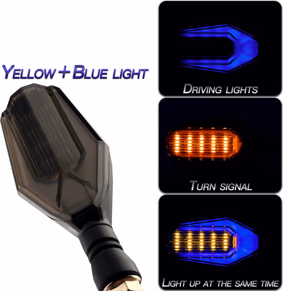 1 coppia moto luce doppio colore torre diurna segnale di svolta giallo + blu