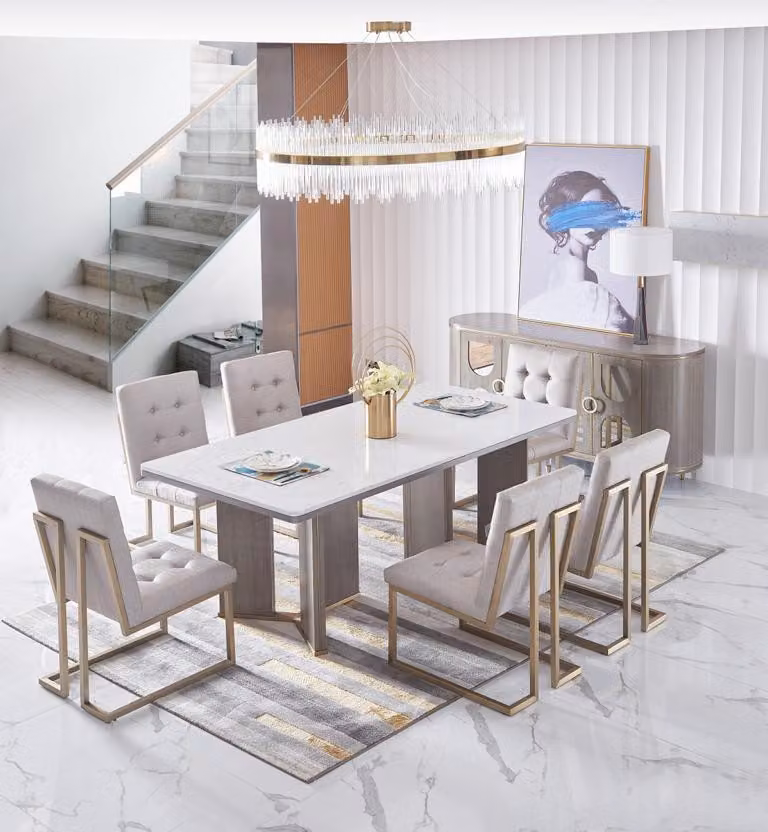 Komplette Garnitur Esszimmer Garnitur 6x Lehnstuhl Stühle Gruppen Stuhlgruppe
