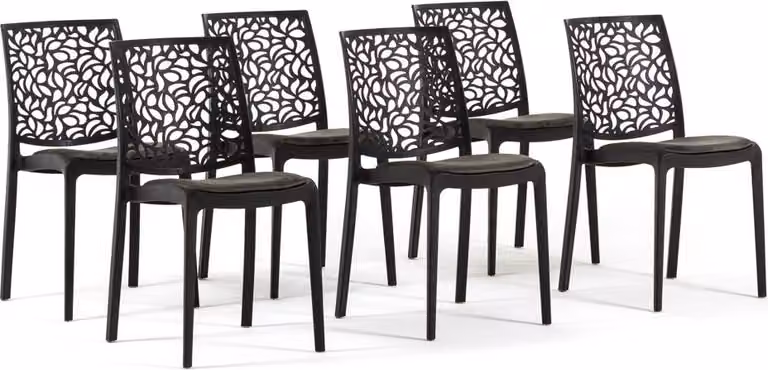 Set di 6 sedie in polipropilene con rinforzo in fibra di vetro e seduta imbottita in velluto - sedie robuste, eleganti e confortevoli, impilabili e resistenti, ideali per cucine,da pranzo, bar e ristoranti - design moderno - ANNA SOFT - antracite/grigio s