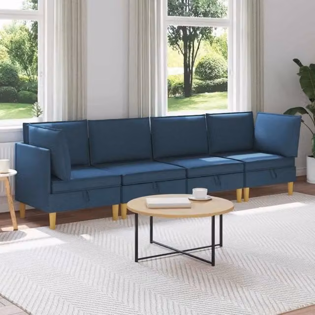 Set di divani modulari con spazio di archiviazione 4 pz Blu 3413714