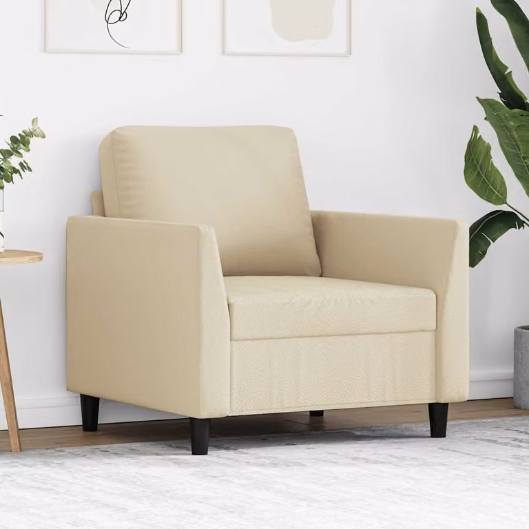 Poltrona moderna vidaXL in similpelle beige con struttura in metallo e braccioli