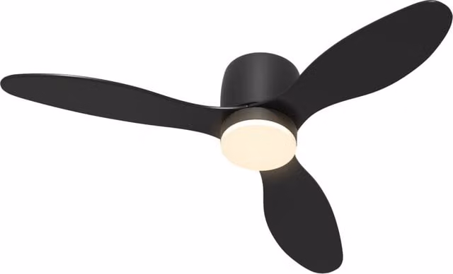 Ventilatore da Soffitto con Luce LED e Telecomando Nero, 3 Colori di Luce e 6 Velocità