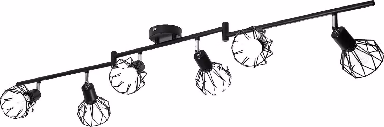 Faretto da soffitto, stile vintage, design regolabile, 6 luci, senza lampadina
