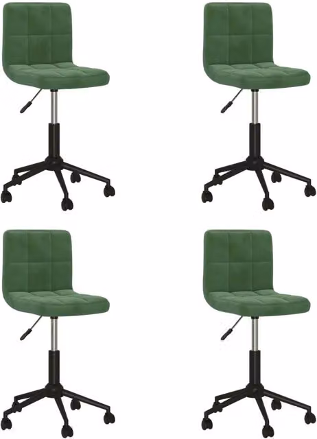 Sedie da Pranzo Girevoli 4 pz Verde Scuro in Velluto