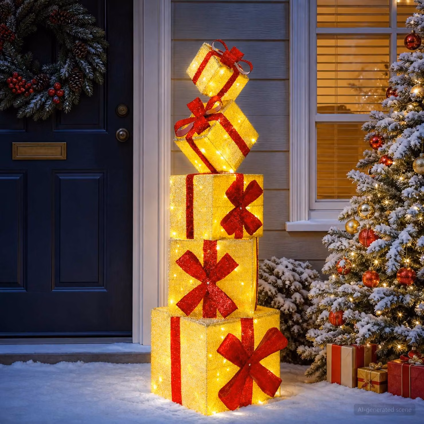 vidaXL Confezione regalo decorazione natalizia 5 pz 125 LED