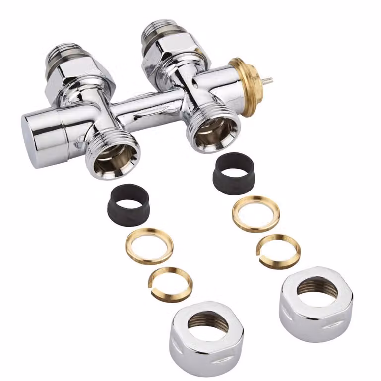 Valvole Termostatiche Diritte Multiblock H per Radiatori con Adattatori Rame Ø16mm