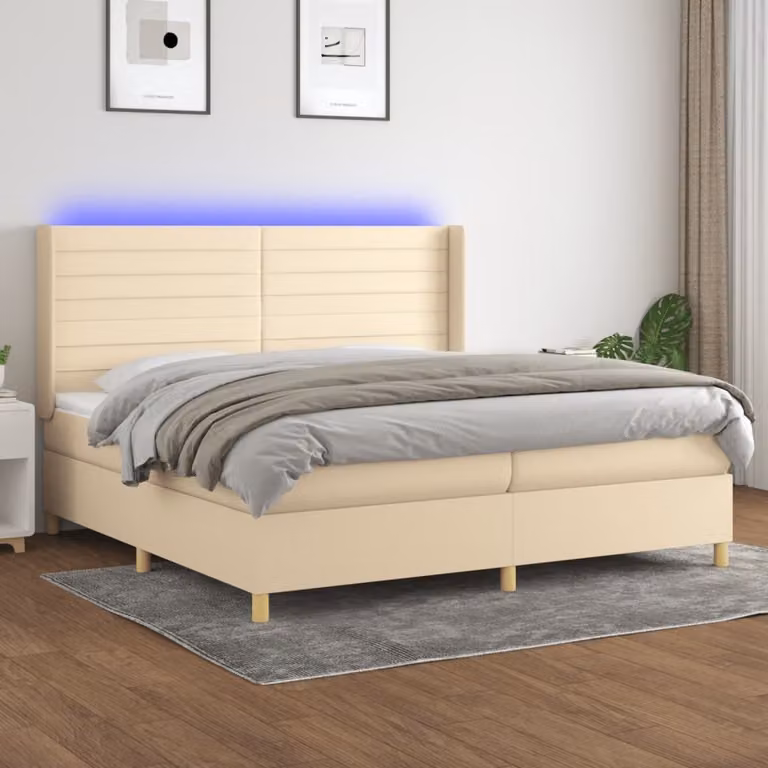 Maison Exclusive - Letto a Molle Materasso e LED bianco 200x200cm in Tessuto