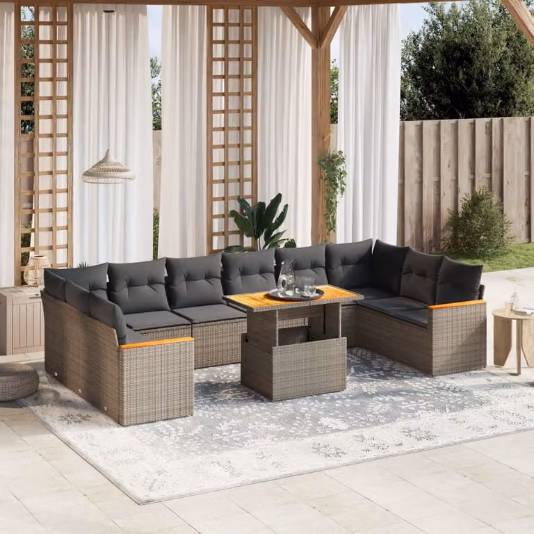 Maison Exclusive - Set Divani da Giardino 11 pz con Cuscini in Polyrattan Grigio