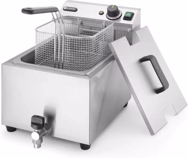 Friggitrice Profi Line con rubinetto di scarico - 8 l, HENDI, Profi Line, 8L, Grigio chiaro