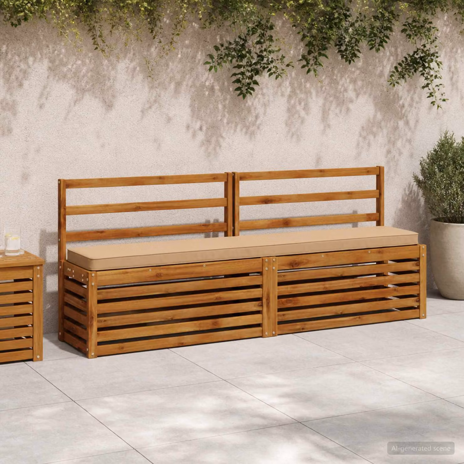 Set di 2 cuscini per panchina vidaXL in poliestere con rivestimento rimovibile e resistente ai raggi UV, colori sabbia, marrone e beige