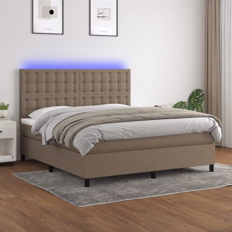 Maison Exclusive - Letto a Molle con Materasso e LED Tortora 180x200 cm in Tessuto