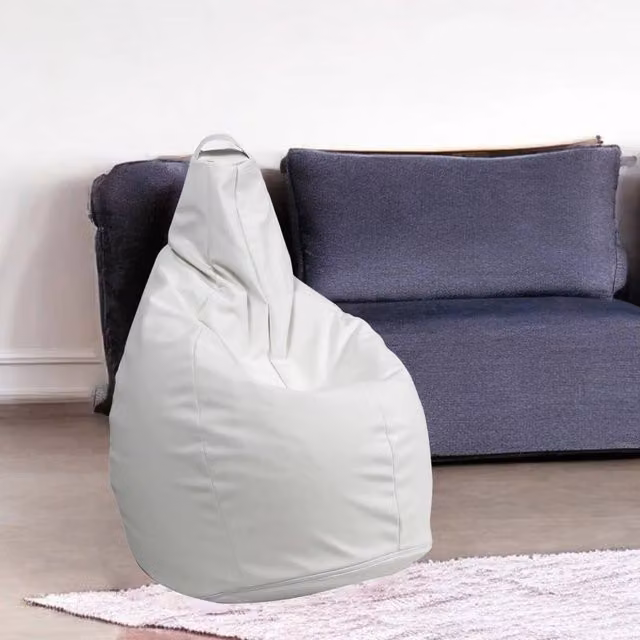Pouf Agordo Talamo Italia, Poltrona sacco multiuso in ecopelle, Bianco, L 90 x P 90 x H 120 cm – 1