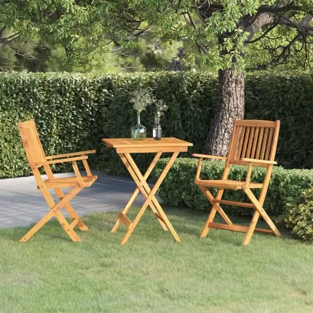 Set da Pranzo da Giardino 3 pz Pieghevole in Massello di Acacia 3058253
