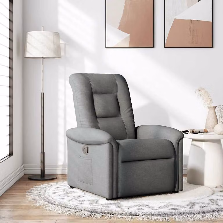 vidaXL Poltrona Reclinabile Relax in Tessuto Grigio con Braccioli e Meccanismo Manuale