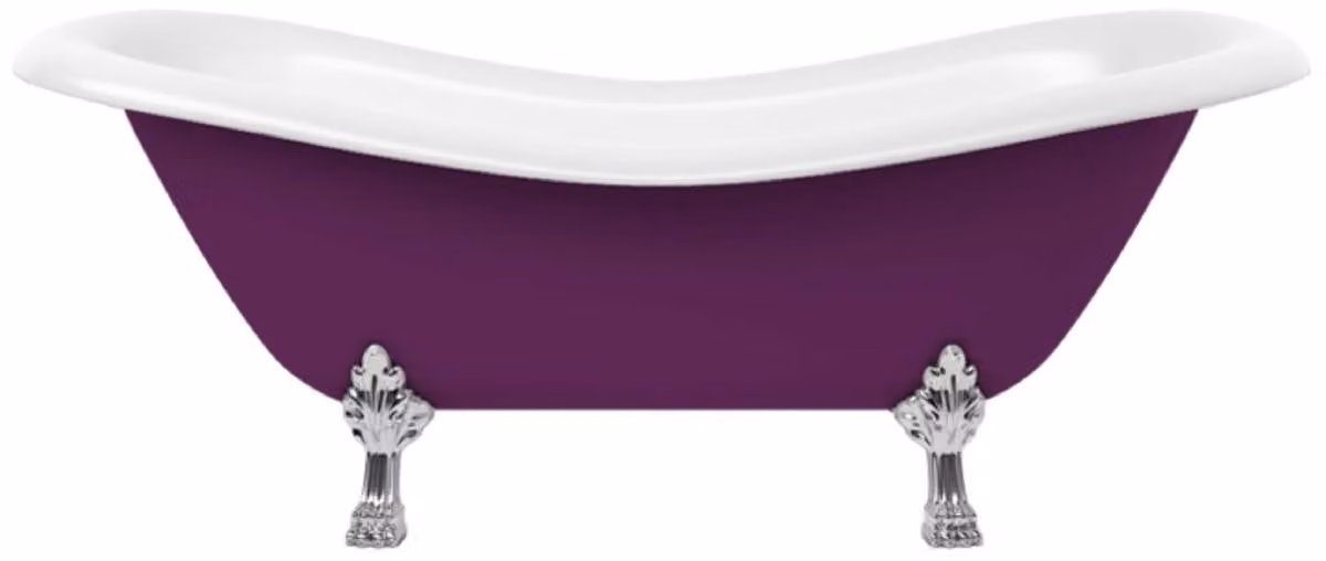 Casa Padrino Vasca da bagno Art Nouveau viola / bianco / argento 188 cm - Vasca da bagno freestanding in stile retrò