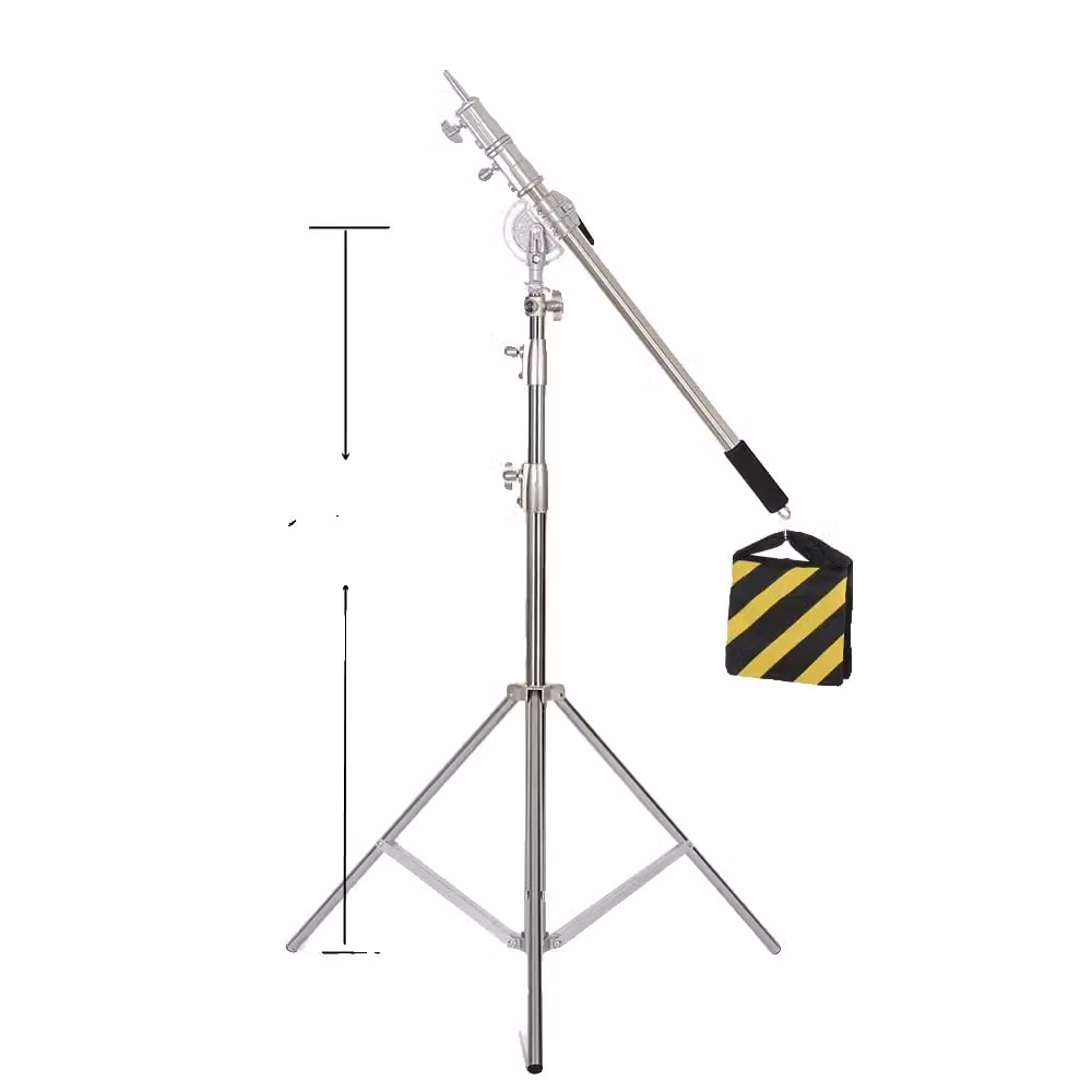 Supporto a forma di "C" per studio fotografico, struttura in acciaio inossidabile, asta di prolunga regolabile, forma a "C"