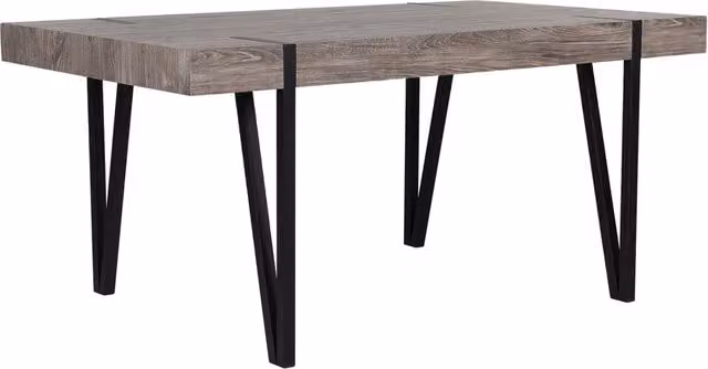 Tavolo da pranzo rettangolare Beliani in stile industriale con piano in legno marrone e base a slitta in metallo nero L: 180 cm, P: 90 cm, H: 75 cm