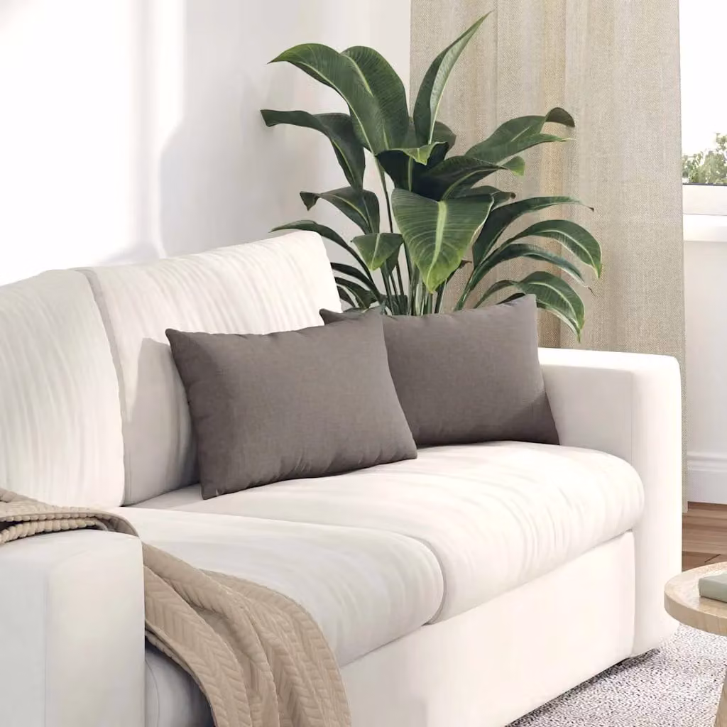 Set di 2 cuscini da divano vidaXL in tessuto con fodera rimovibile, disponibili in beige o grigio, L 50 cm x P 30 cm