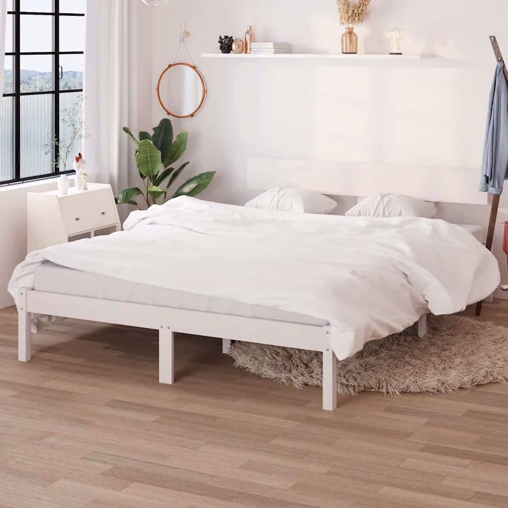 vidaXL Giroletto in Legno Massello di Pino Bianco, L/P/H: 160 x 200 x 70 cm – 1