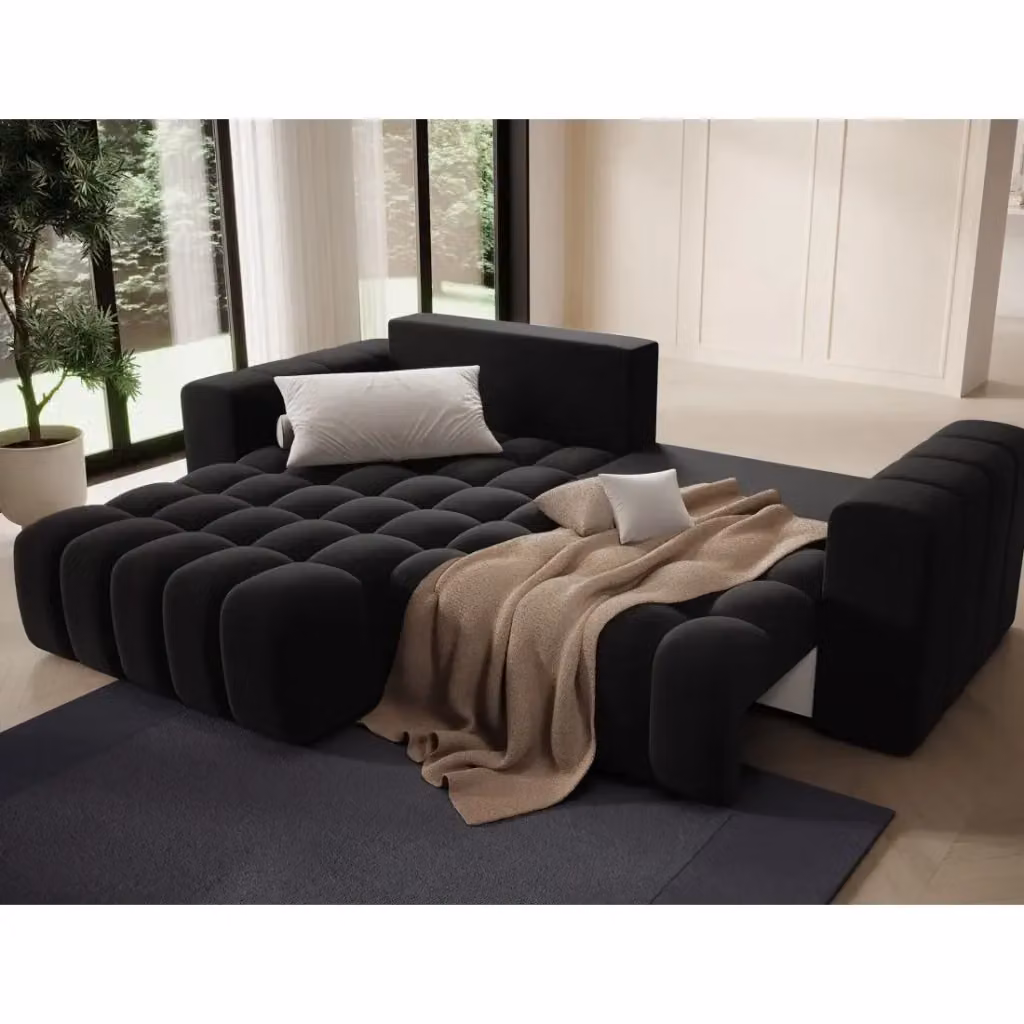 Divano angolare convertibile DORY MEUBLORAMA nero con contenitore e funzione letto, lato sinistro, L 250 cm x P 175 cm x H 92 cm – 2