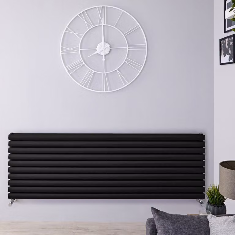 Radiatore di Design Orizzontale - Pannello Doppio - 590mm x 1780mm - Nero - Revive