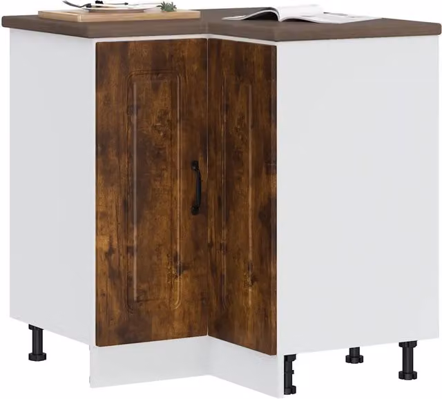 Mobile Base ad Angolo per Cucina Design Mania Moderno Marrone e Bianco L/P/H: 75.5 x 81.5 x 75.5 cm