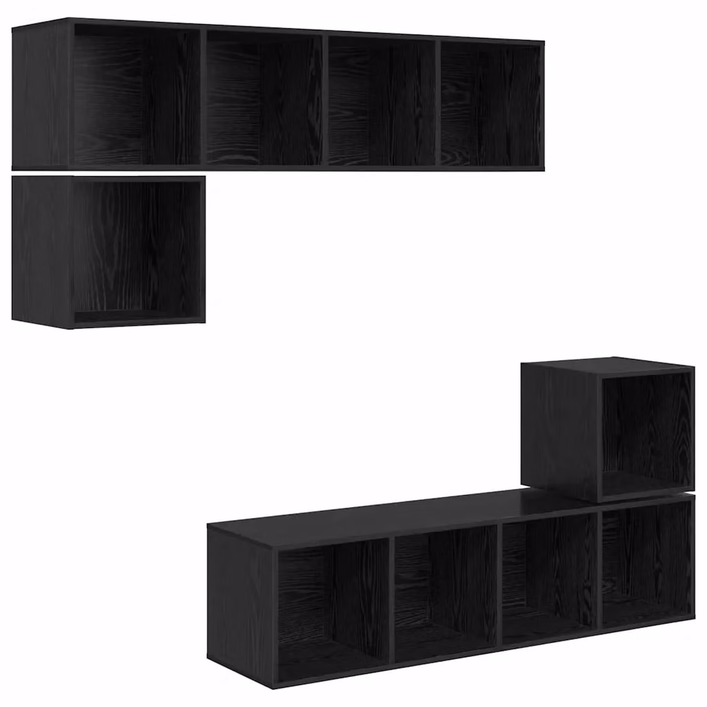 Set mobile TV moderno vidaXL in 4 pezzi, Rovere e Nero, in legno MDF e multistrato – 2