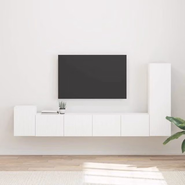 Set mobile TV 3 pz Bianco Legno ingegnerizzato 3409015